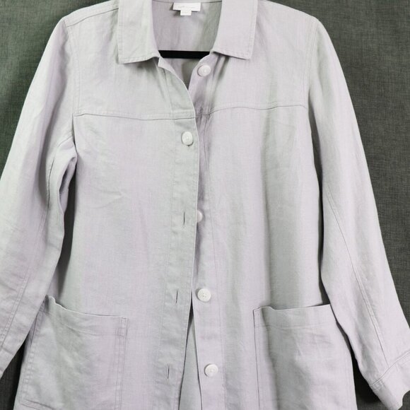 J. Jill Love Linen Artist Coat Jacket Tunic Women's Small Gray Pockets - Picture 3 of 16